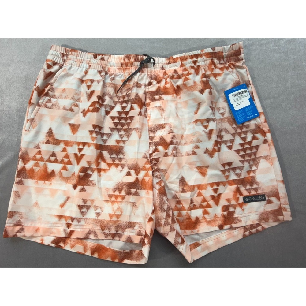New Columbia Men Summertide Stretch Swimshorts Desert Orange Camo XL